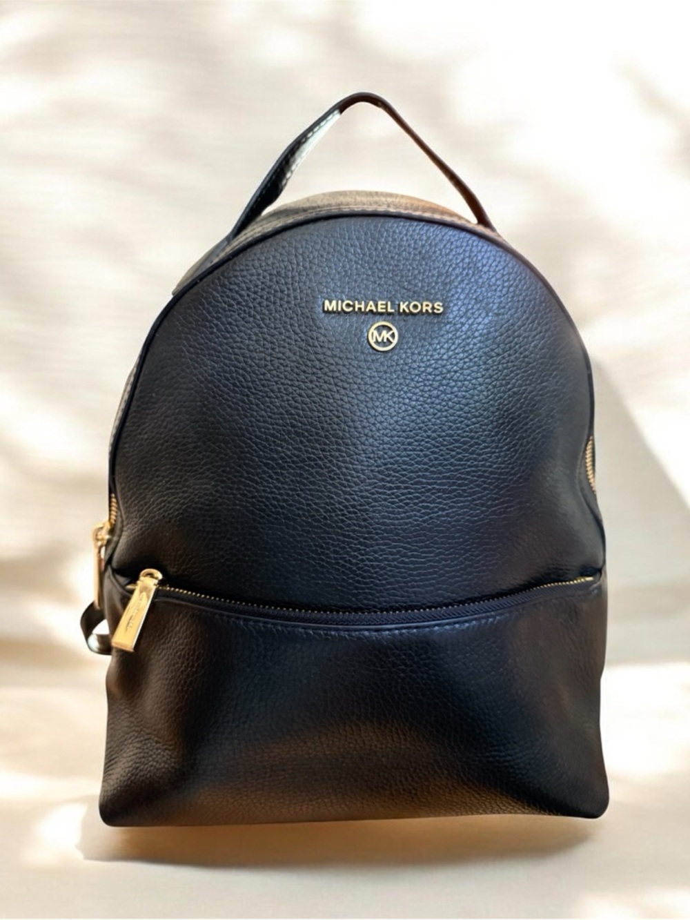 Michael Kors Leather Valerie Medium Logo Backpack minimal call out on last photo